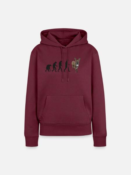 esel evolution - Frauen Premium Bio Hoodie - Burgunderrot
