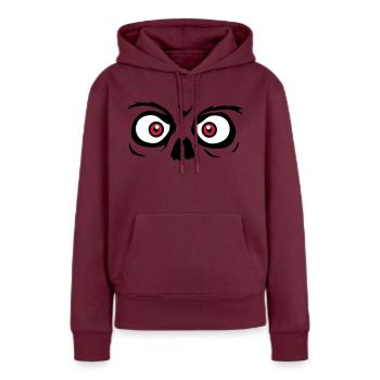 regarder horreur halloween effrayant boese visage tête - Sweat à capuche Premium bio Femme - bourgogne - Devant - Julia (174cm)