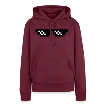 pixel sonnenbrille deal with it entspann dich ruhe - Frauen Premium Bio Hoodie - Burgunderrot - Vorne - Julia (174cm)