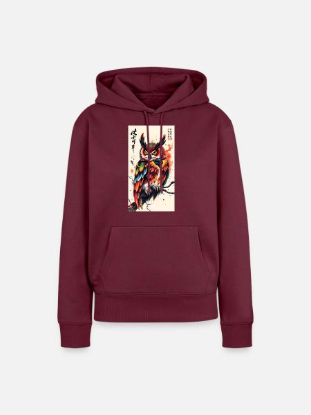 Owl - Frauen Premium Bio Hoodie - Burgunderrot