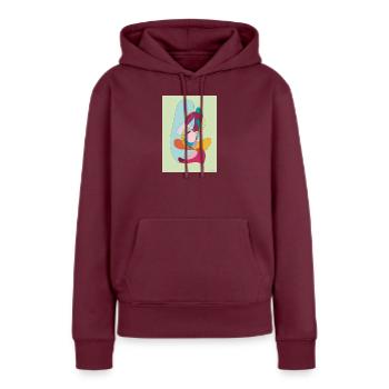 Abstrakte Farbflächen Komposition - Frauen Premium Bio Hoodie - Burgunderrot - Vorne - Julia (174cm)
