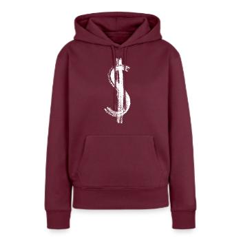 Dollar - Sweat à capuche Premium bio Femme - bourgogne - Devant - Julia (174cm)