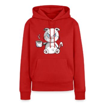 Grummelige Morgenmuffel Katze - Kaffee - Katzen - Frauen Premium Bio Hoodie - Rot - Vorne - Julia (174cm)