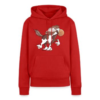 Lustiger Isländer - Islandpferd - Isi - Frauen Premium Bio Hoodie - Rot - Vorne - Julia (174cm)