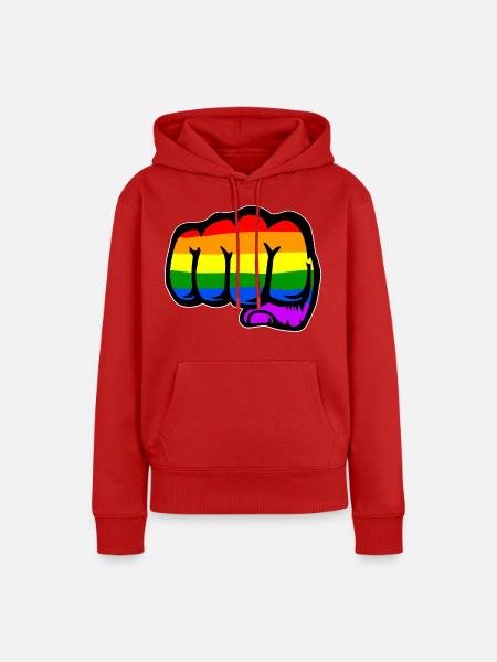 Regenbogenflagge Hand Faust - Frauen Premium Bio Hoodie - Rot