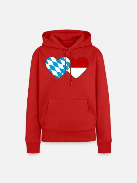 Bayern Monaco Flagge Herz - Frauen Premium Bio Hoodie - Rot