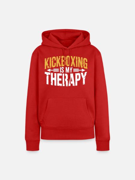 Kickboxing Ist Meine Therapie - Frauen Premium Bio Hoodie - Rot