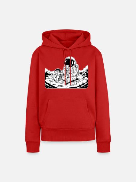 Astronauten-Picknick-Donut-Hund - Frauen Premium Bio Hoodie - Rot