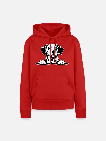Dalmatiner mit Pfoten - Frauen Premium Bio Hoodie - Rot