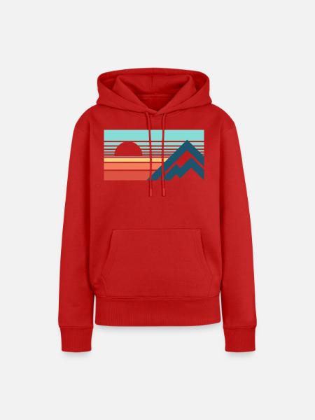 Mountains Sun Abstract - Frauen Premium Bio Hoodie - Rot