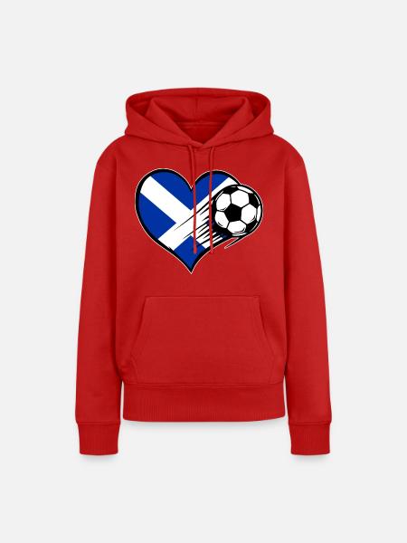 Schottland Flagge Fußball mit Herz - Frauen Premium Bio Hoodie - Rot
