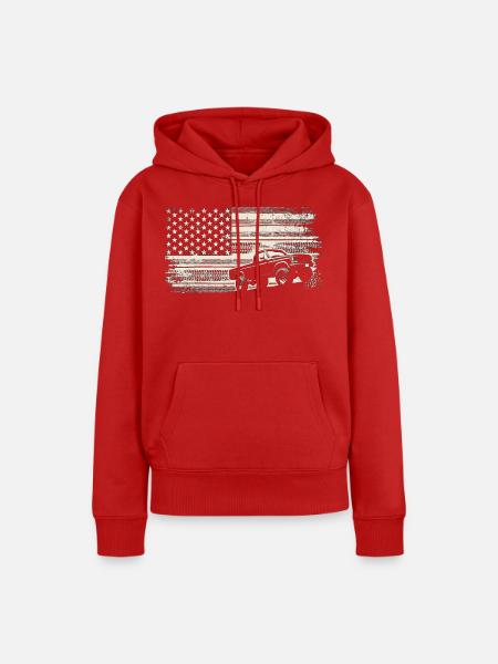 Robuste Americana-Lkw-Flagge - Frauen Premium Bio Hoodie - Rot