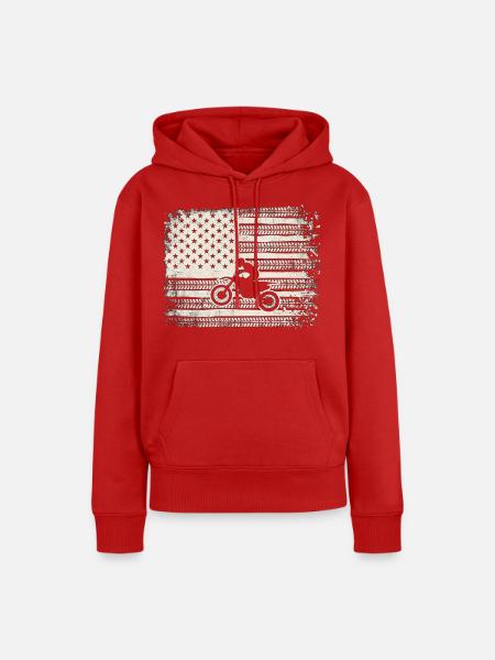 Tireprint Flag Rider - Frauen Premium Bio Hoodie - Rot