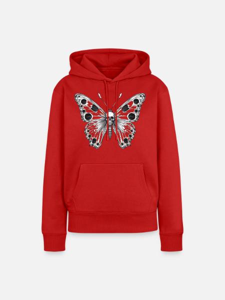 Gotischer Mottenschädel - Frauen Premium Bio Hoodie - Rot