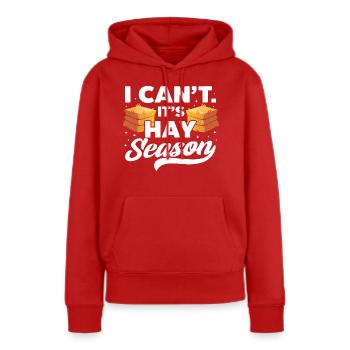 Je ne peux pas, c’est la saison des foins, Balles de foin, Balle de paille - Sweat à capuche Premium bio Femme - rouge - Devant - Julia (174cm)