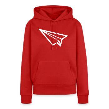 Avion en papier - Sweat à capuche Premium bio Femme - rouge - Devant - Julia (174cm)