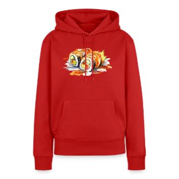 Sushi - Sweat à capuche Premium bio Femme - rouge - Devant - Julia (174cm)
