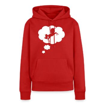 Einhorn in Gedankenblase - Frauen Premium Bio Hoodie - Rot - Vorne - Julia (174cm)