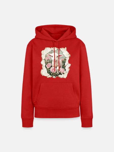 Lamm mit Schmetterling - Frauen Premium Bio Hoodie - Rot
