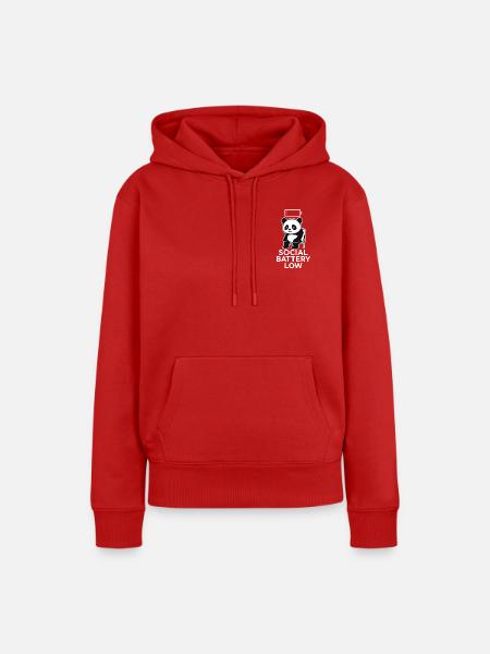 social battery low panda - Frauen Premium Bio Hoodie - Rot
