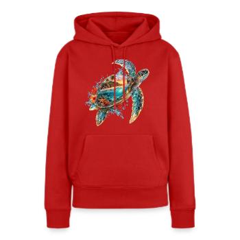Meeresschildkröte mit tropischer Insel - Frauen Premium Bio Hoodie - Rot - Vorne - Julia (174cm)