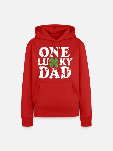One Lucky Dad Kleeblatt - Frauen Premium Bio Hoodie - Rot
