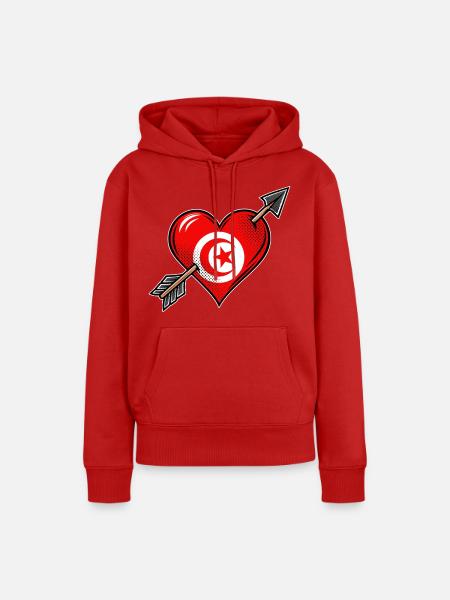 Tunesien Flagge Herz mit Pfeil - Frauen Premium Bio Hoodie - Rot