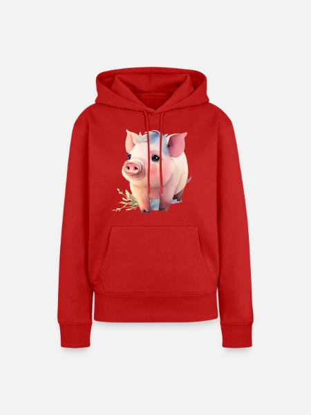 Ferkelchen - Frauen Premium Bio Hoodie - Rot