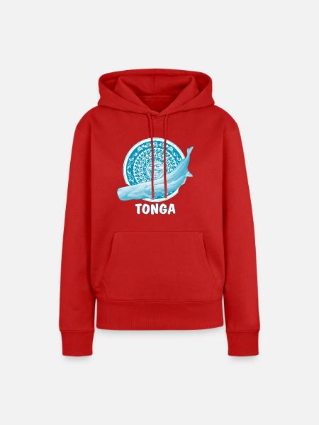 Pottwale und Tikimaske - Frauen Premium Bio Hoodie - Rot