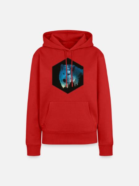 Wolf - Frauen Premium Bio Hoodie - Rot