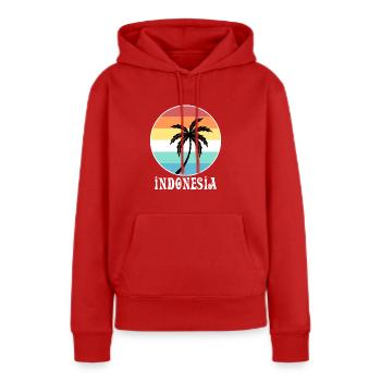 Indonésie - Sweat à capuche Premium bio Femme - rouge - Devant - Julia (174cm)