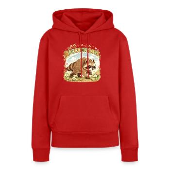 Raccoon Love – Süßer Waschbär im Vintage-Aquarell - Frauen Premium Bio Hoodie - Rot - Vorne - Julia (174cm)