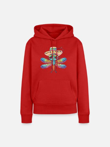 Libelle Lustig Sombrero - Frauen Premium Bio Hoodie - Rot
