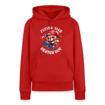 Skater Teddybär auf Skateboard - Frauen Premium Bio Hoodie - Rot - Vorne - Julia (174cm)
