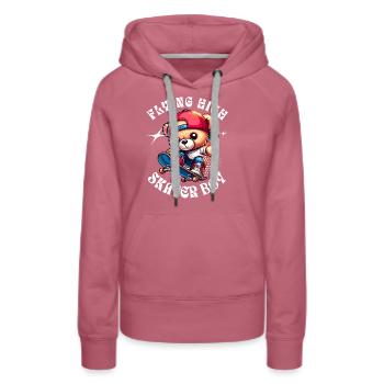 Skater Teddybär auf Skateboard - Frauen Premium Bio Hoodie - Malve - Vorne - Isabella (175cm)