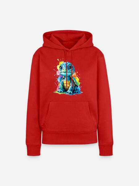 Bunte Schildkröte mit Farbspritzern - Frauen Premium Bio Hoodie - Rot