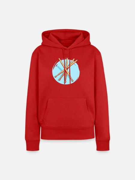 Drumsticks Zeichnung - Frauen Premium Bio Hoodie - Rot
