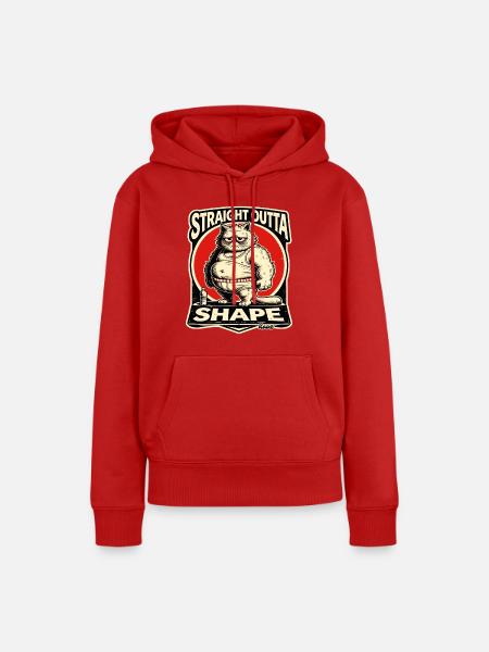 Außer Form ohne Fitness - dicke Katze - Frauen Premium Bio Hoodie - Rot