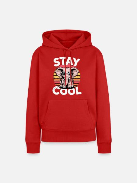 Stay Cool Elefant - Kinder Retro - Frauen Premium Bio Hoodie - Rot