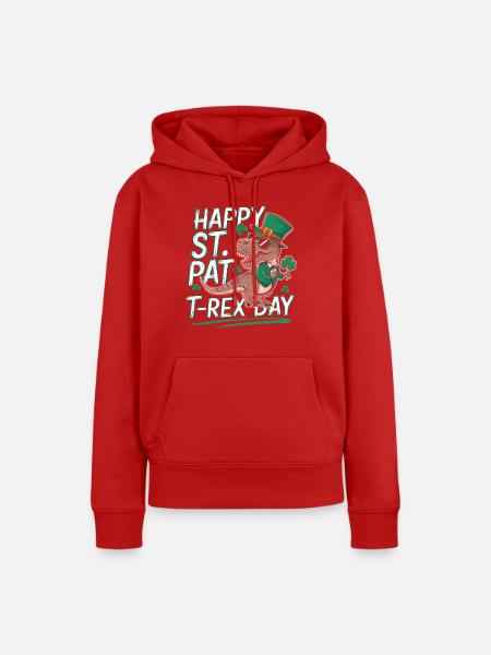 T-Rex zum St. Patrick's Day - Frauen Premium Bio Hoodie - Rot