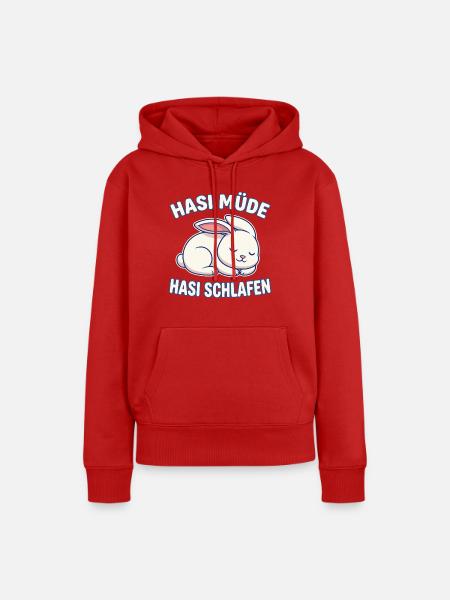 Hasi Müde Hasi Schlafen Hase  - Frauen Premium Bio Hoodie - Rot