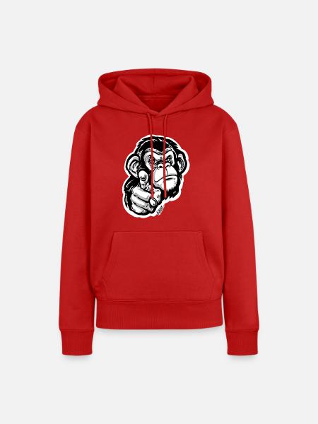 Monochromes Affenzeigen - Frauen Premium Bio Hoodie - Rot