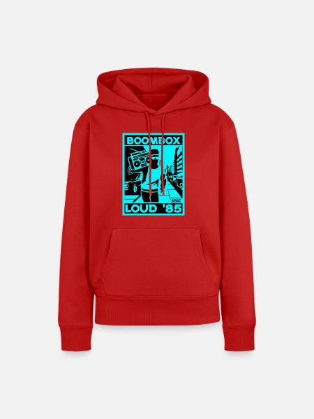 Boombox Laut 85 Neon Retro - Frauen Premium Bio Hoodie - Rot