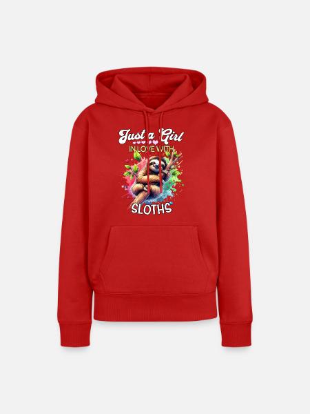 Faultier Mädchen Sloth - Frauen Premium Bio Hoodie - Rot