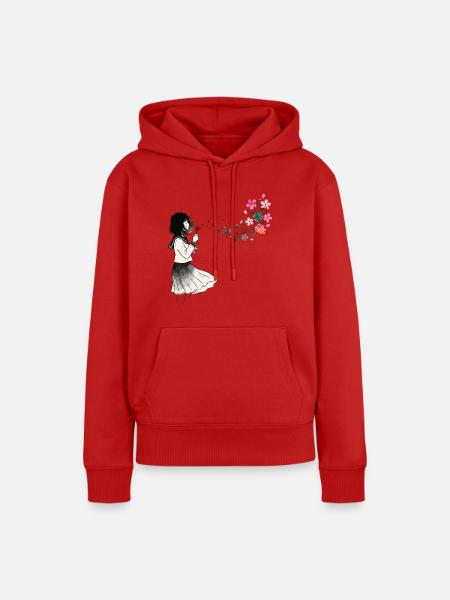 Mahjong Mädchen Japanisches Design - Frauen Premium Bio Hoodie - Rot