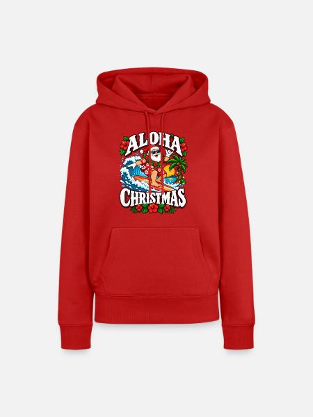 Aloha Weihnachten Surfer Santa - Frauen Premium Bio Hoodie - Rot