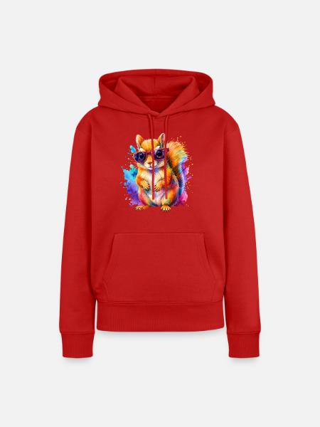 Süßes Eichhörnchen mit Sonnenbrille - Frauen Premium Bio Hoodie - Rot