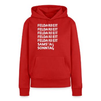 Travail sur le terrain - Sweat à capuche Premium bio Femme - rouge - Devant - Julia (174cm)