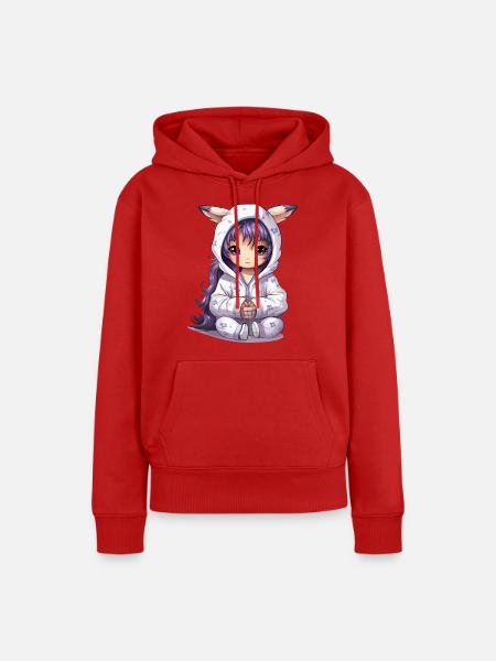 Chibi Häschen Hoodie Stil - Frauen Premium Bio Hoodie - Rot