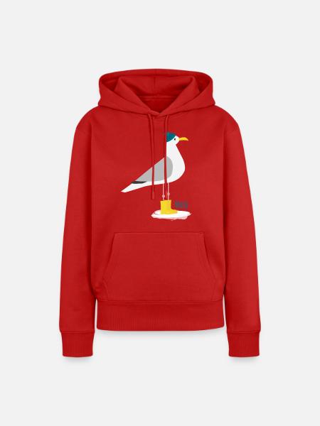 Möwe Bommelmütze MOIN - Frauen Premium Bio Hoodie - Rot